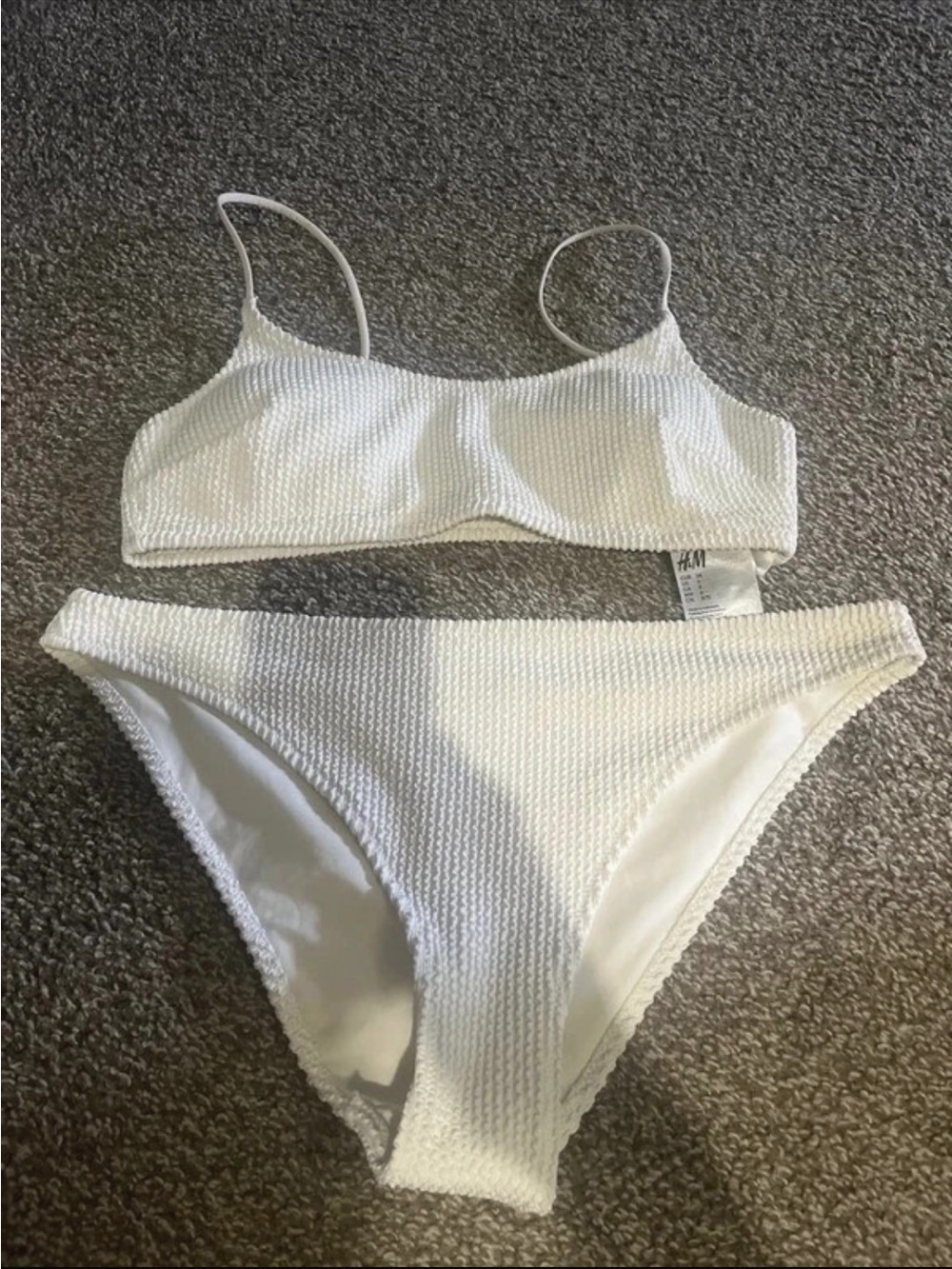 H&M White Ribbed Bikini Two-Piece Swim Set
